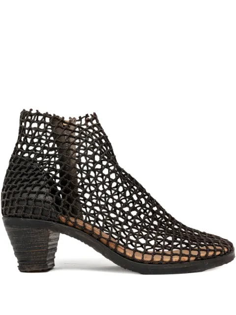 VERDURA SHOES net-pattern block-heel boots Brown SARDINA