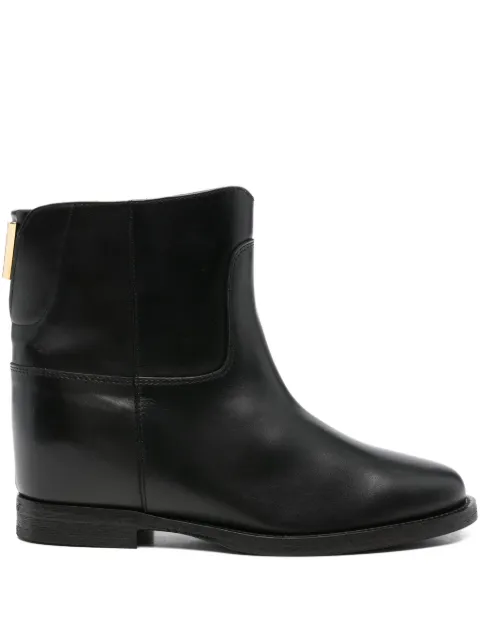 Via Roma 15 gold-detail leather boots Black 4470