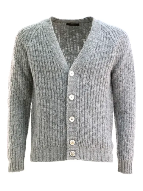 Zanone ribbed V-neck cardigan Grey 810256ZN285