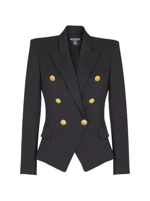 Balmain double-breasted wool blazer Black GF1SI505WC09