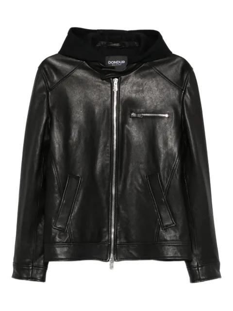 DONDUP hooded leather jacket Black UJ977PL0392UXXX