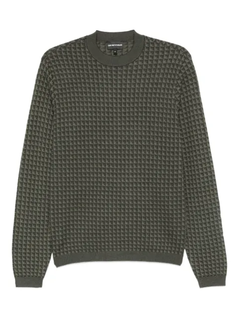 Emporio Armani geometric-pattern virgin-wool sweater Green EM001989AF14199