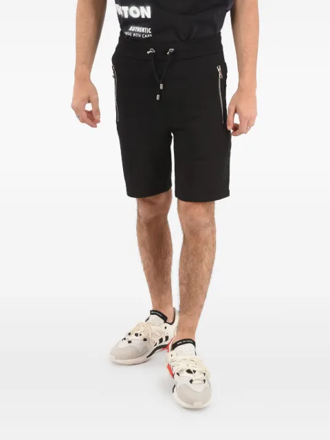 Balmain logo-band zip-detail shorts Black TH15634I2400