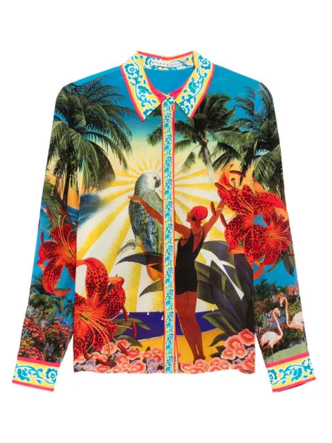 alice + olivia Willa tropical-print silk shirt Green CC505P33027