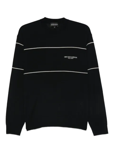 Emporio Armani stripe-detail wool sweater Black EM002796AF14199