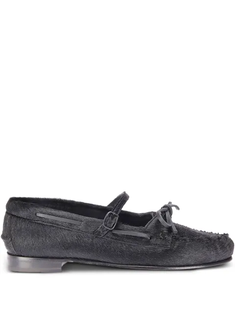 Hereu Lorea calf-hair flat pumps Black LOCHWFA25