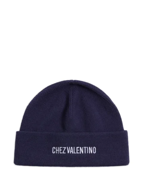 Valentino Garavani Chez Valentino knitted wool beanie Blue YHB02RFZL