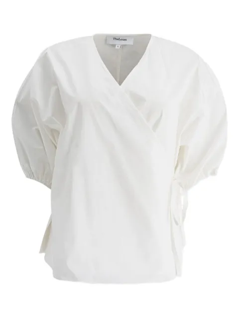 THE LOOM puff-sleeve wrap top White TL17UOWH01WHITE