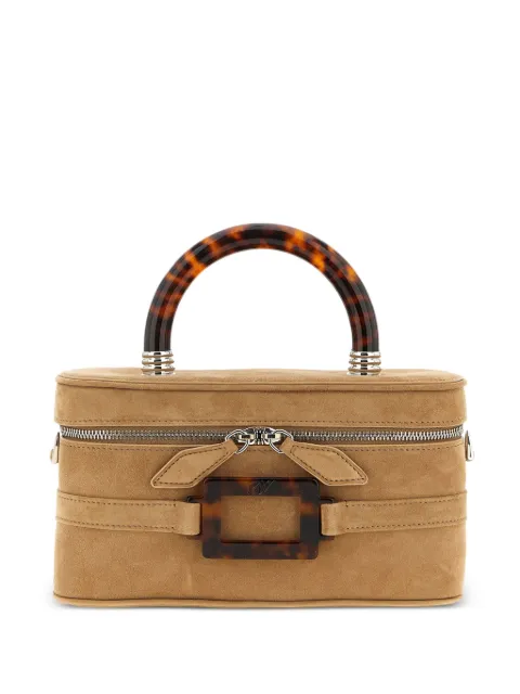 Roger Vivier Belle Vivier Vanity tortoiseshell-handle suede tote bag Neutrals RBWAORH0100HR0S812