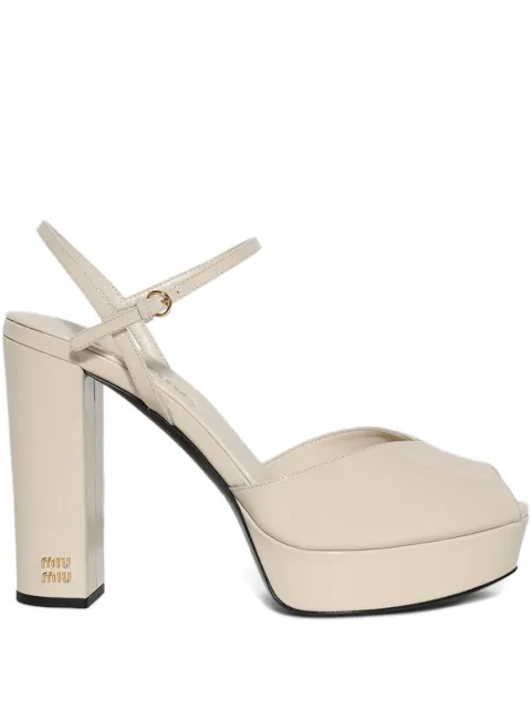 Miu Miu 135mm platform peep-toe sandals White 5XP912F110069