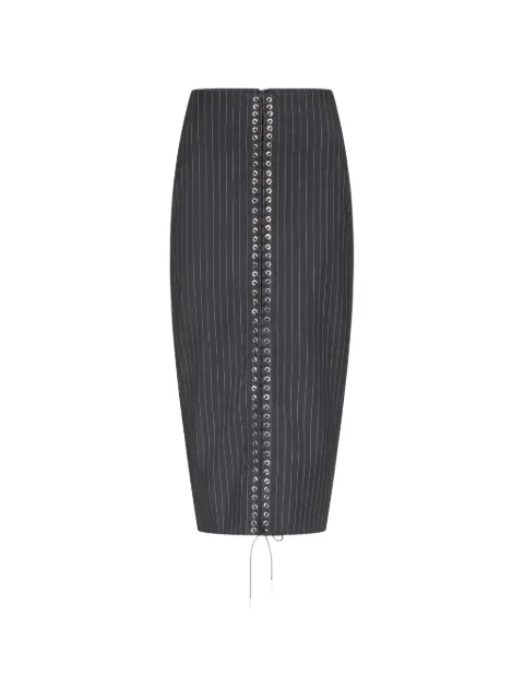 Ludovic de Saint Sernin pinstriped eyelet skirt Grey AW25SK025WEA5