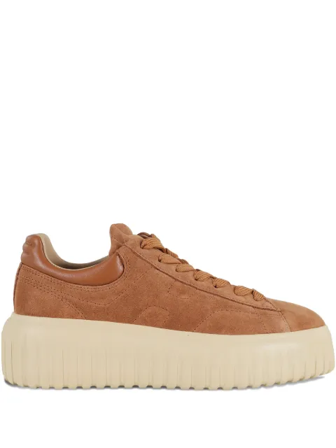 Hogan H-Stripes suede platform sneakers Brown HXW6450FC6TPJQ