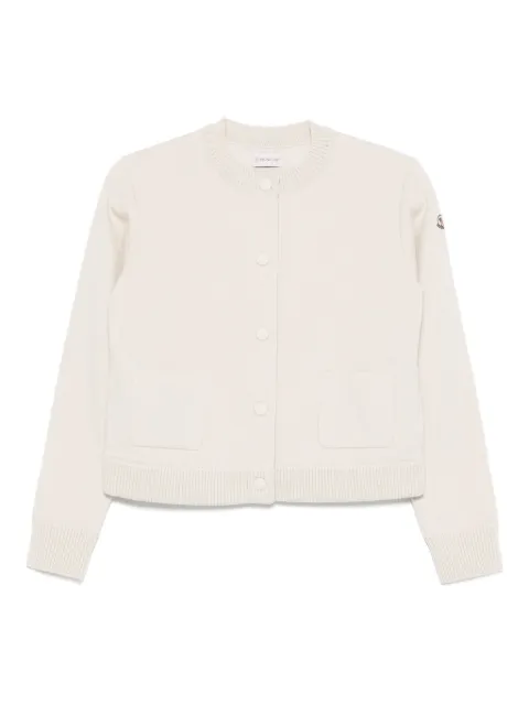 Moncler patch-logo button-fastening cardigan Neutrals K20939B00027M1241