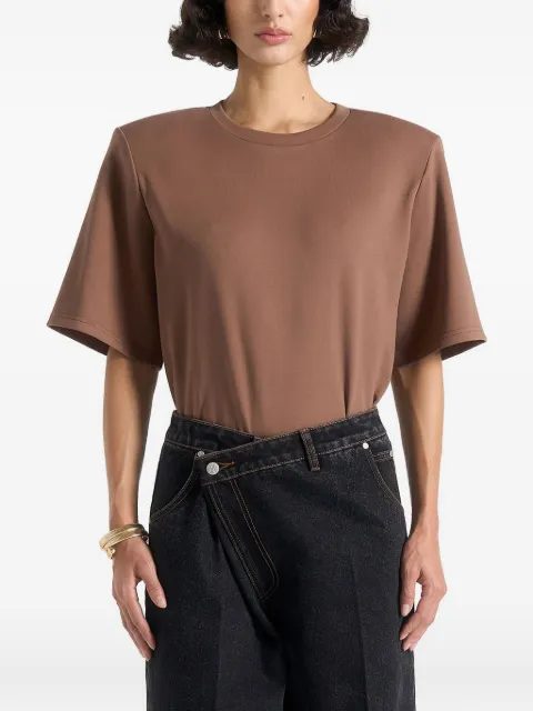 Manière De Voir BS002 wide shoulder bodysuit T-Shirt Brown WMN4428