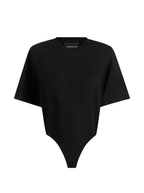 Manière De Voir Mia wide shoulder bodysuit T-shirt Black WMN4428