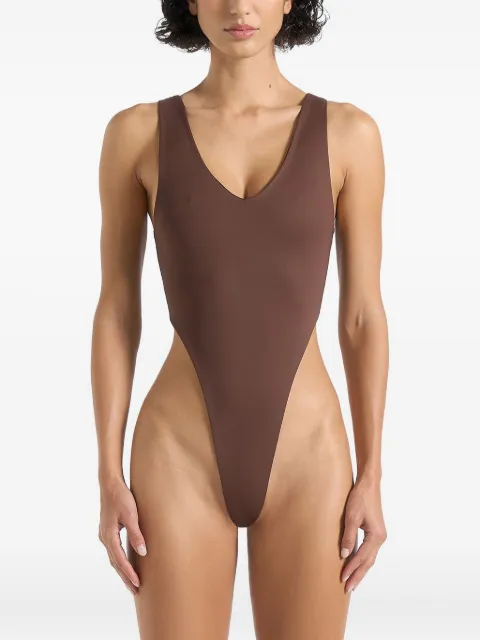 Manière De Voir Noa V-neck bodysuit Brown WMN4288