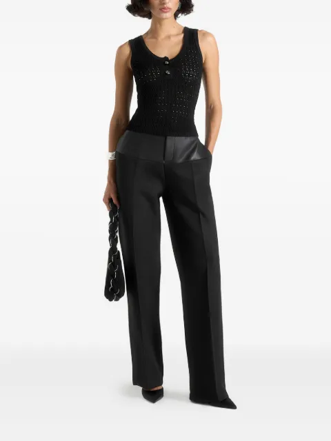 Manière De Voir Nora pointelle knitted tank top with knot button Black WMN4262