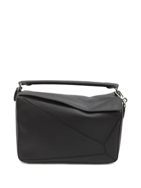 LOEWE large Puzzle Edge calfskin leather tote bag Black B510PNLX03