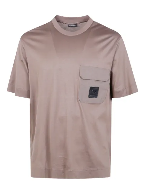 Emporio Armani patch-pocket logo-detail T-shirt Brown EM002978AF10761
