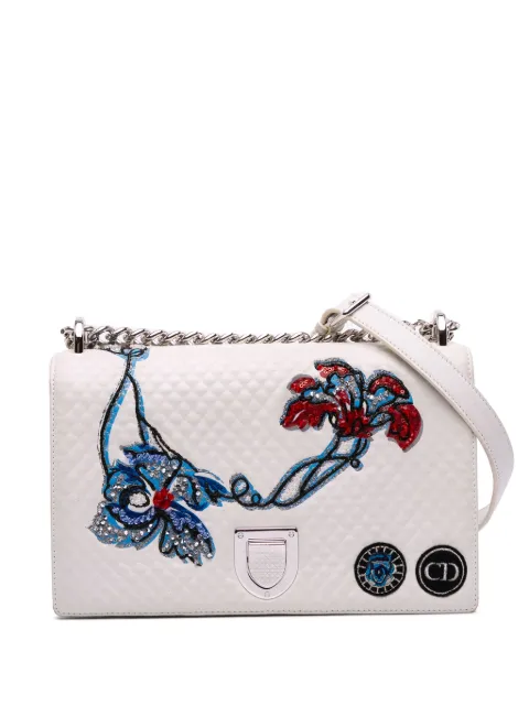Christian Dior Pre-Owned 2015 Medium Lambskin Embroidered Diorama Flap crossbody bag White UM74Y0V93DSJOFB4