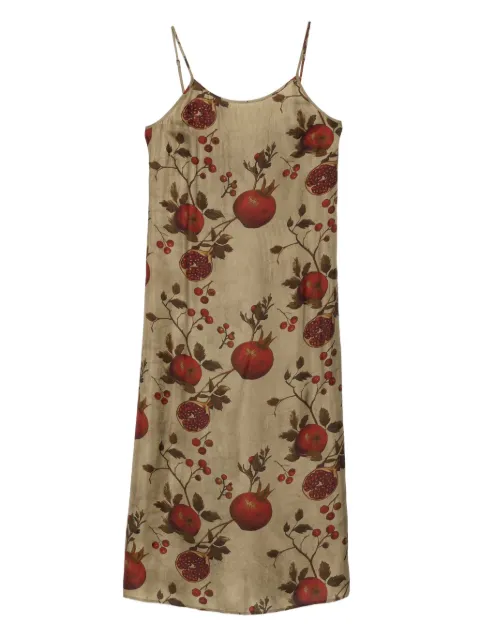 Uma Wang pomegranate-print slip midi dress Brown UP5011