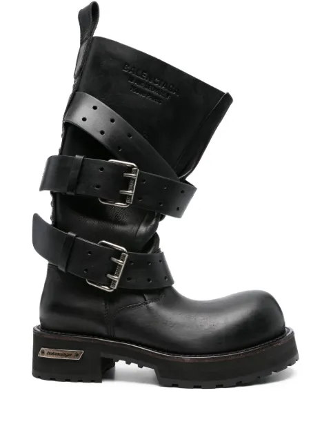 Balenciaga Venom buckle-strap leather boots Black 833592WBEQ1