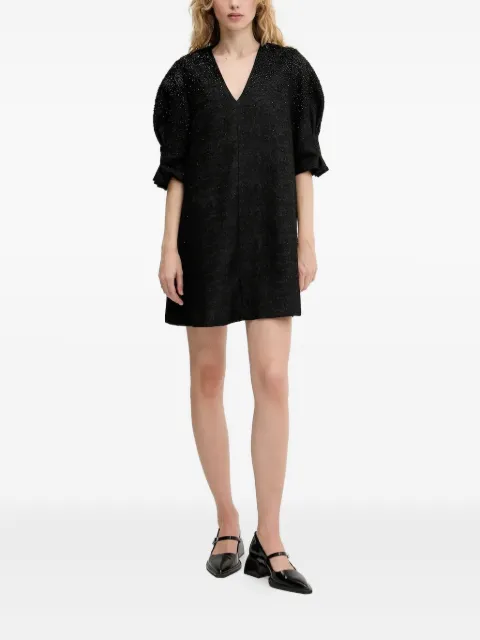 Stine Goya beaded puff-sleeve mini dress Black SGPF25D1282379