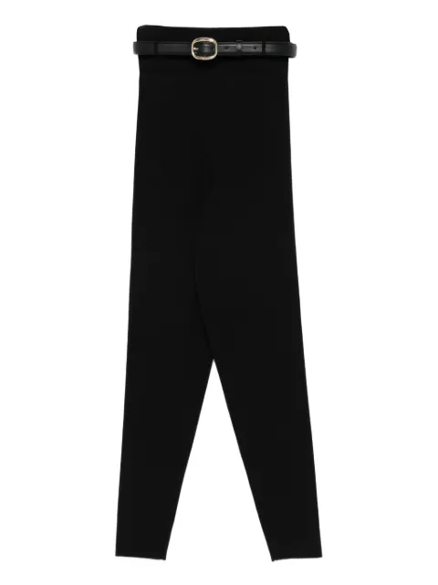 Self-Portrait belted knit trousers Black AW25010P
