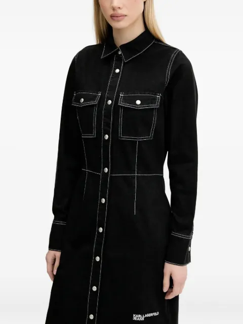 Karl Lagerfeld Jeans contrast-stitch mini shirt dress Black A3W130151FV