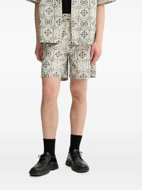 Les Deux Harry AOE Tile embroidered-print shorts Neutrals 1000109