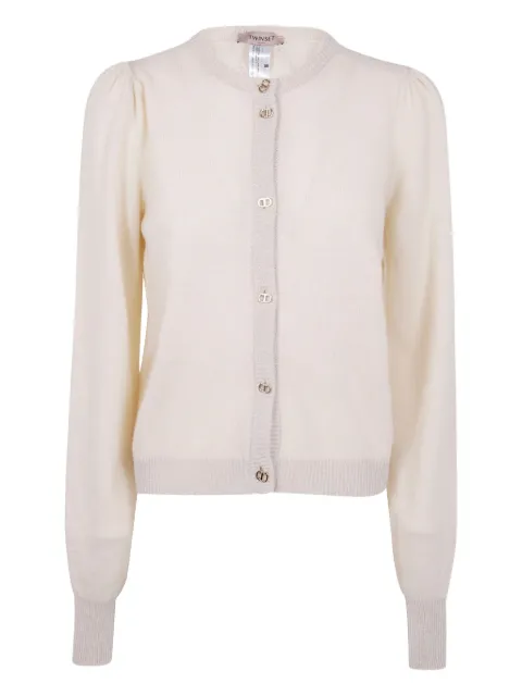 TWINSET puff-sleeve button cardigan Neutrals 252TP3583