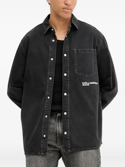 Karl Lagerfeld Jeans embroidered-pocket denim overshirt Black A3M160011BJ