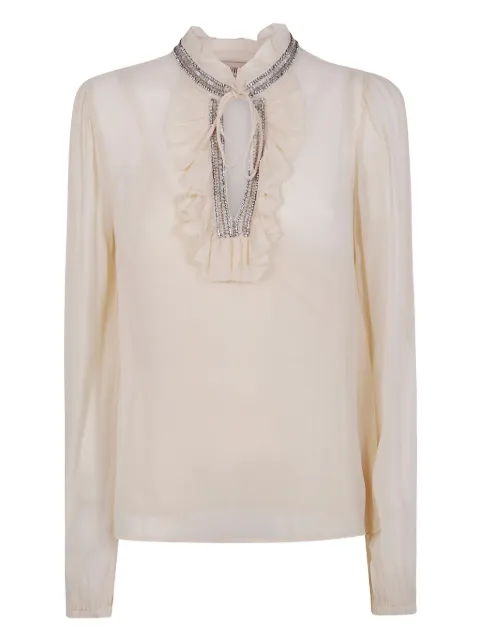 TWINSET embellished ruffled blouse Neutrals 252TP2490