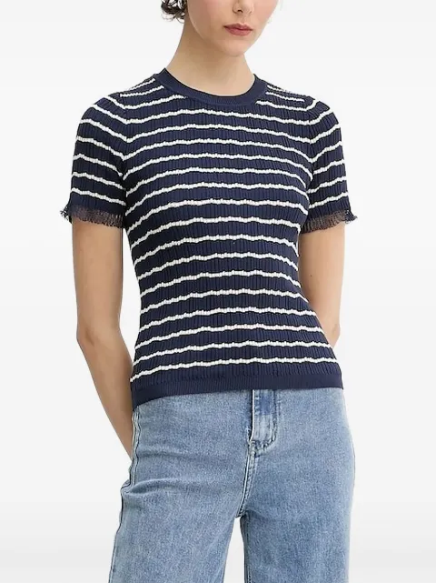 rag & bone striped frilled-sleeve top Blue WAS25P025UG25