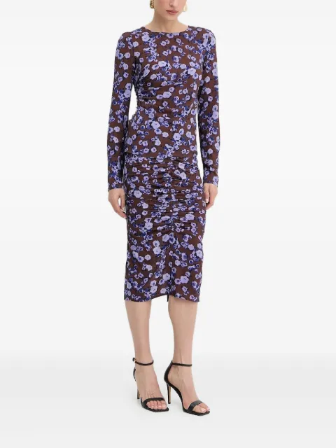 Patrizia Pepe floral-print ruched midi dress Brown 8M1742A636