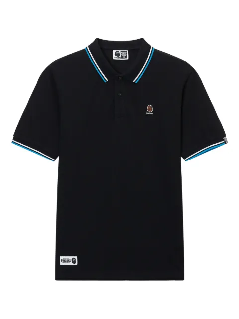 FINGERCROXX embroidered tipped polo shirt Black FFXPOM00850X
