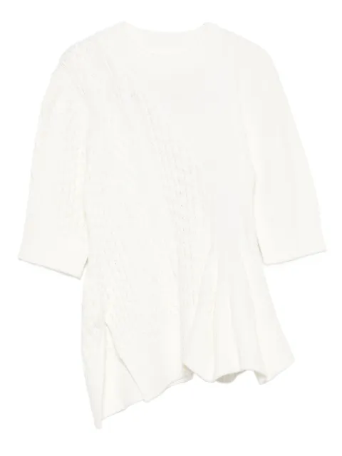 sacai cable-knit flared top White 2508018