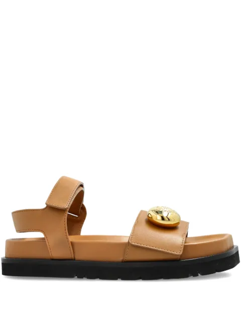 LOEWE leather button-embellished sandals Brown L815465XB7