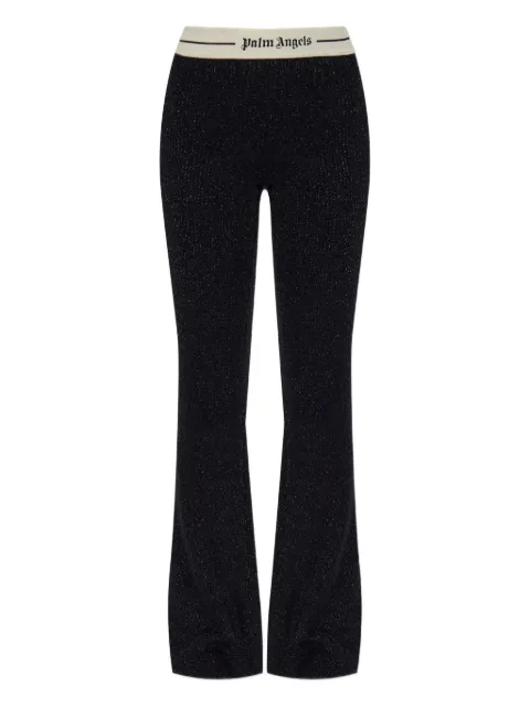 Palm Angels logo-waistband flared trousers Black PWHG036F25KNI0011003