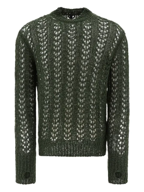 Jean-Luc A. Lavelle open-knit crew-neck sweater Green JBMW046YA02BLK0006