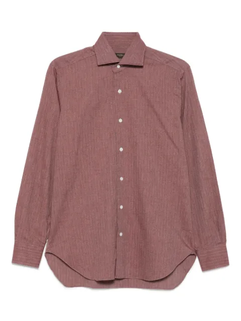 Barba herringbone-effect cotton shirt Red U1350009