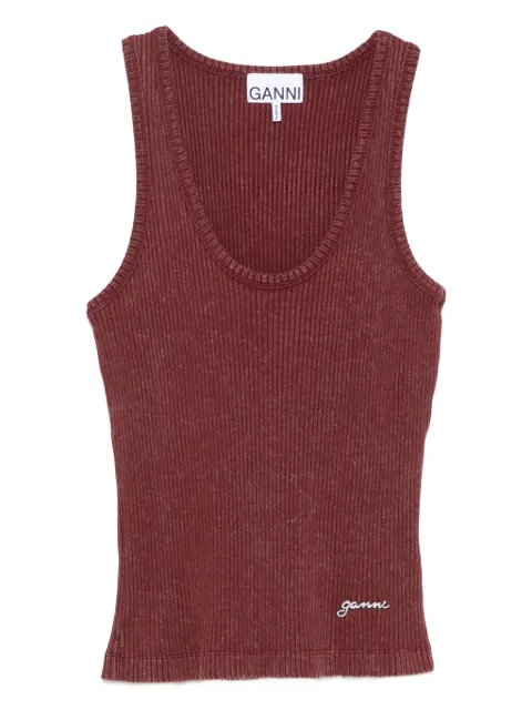 GANNI ribbed scoop-neck tank top Purple T4263