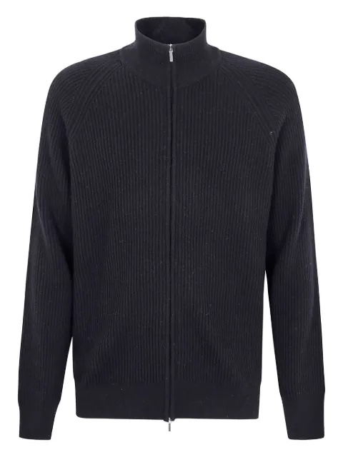 Barba ribbed zip-up cardigan Black 25203BR062121