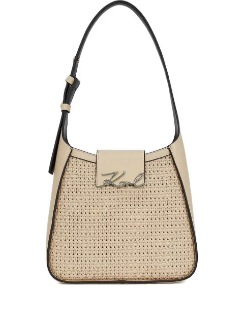 Karl Lagerfeld K/signature woven-detail shoulder bag Neutrals A3W300481KX