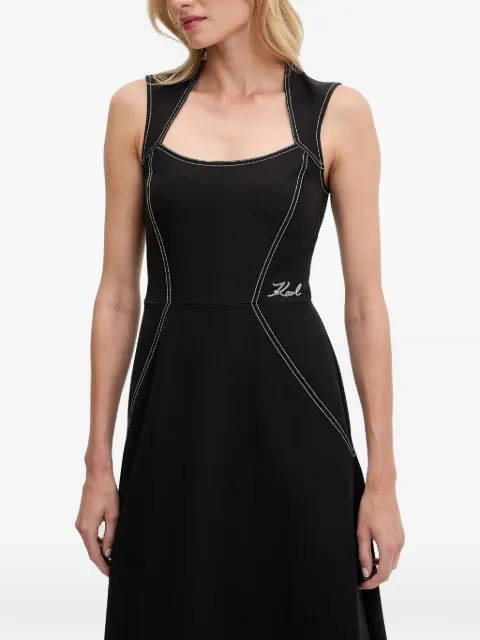 Karl Lagerfeld contrast-stitch sleeveless midi dress Black A3W13032