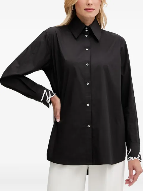 Karl Lagerfeld embroidered-cuff shirt Black A3W11023