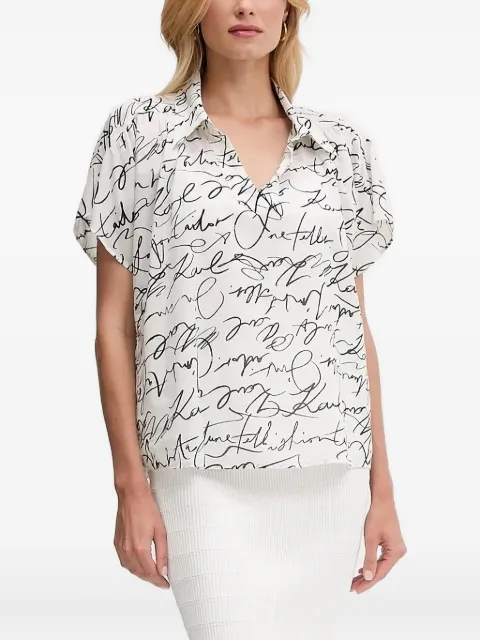 Karl Lagerfeld script-print short-sleeve top White A3W110392CP