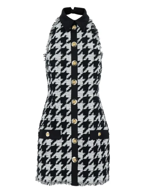 Balmain houndstooth button-detailed mini dress Black FF1R3350MH37