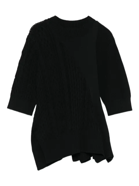 sacai cable-knit flared top Black 2508018