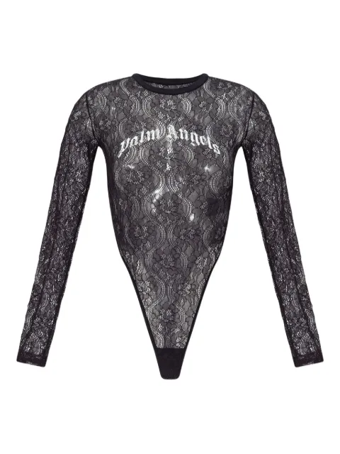 Palm Angels lace logo bodysuit Black PWDD01BF25FAB0011003